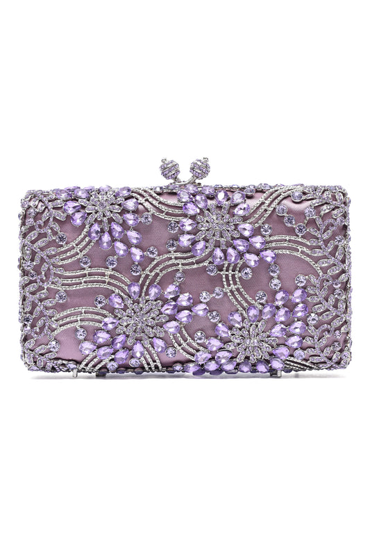 FLORAL FILIGREE CLUTCH-PURPLE