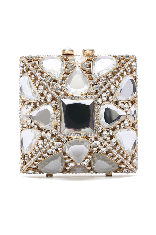 PRISMATIC VAULT CLUTCH-SILV/GOLD