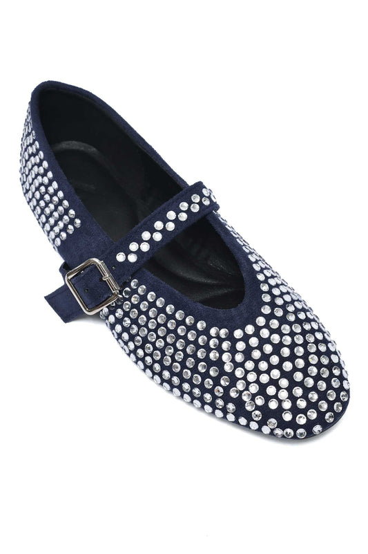 SOLENE DECORATED FLAT-NAVY