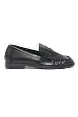 OXFORD CROC LOAFER-BLACK