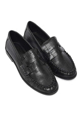 OXFORD CROC LOAFER-BLACK