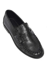 OXFORD CROC LOAFER-BLACK