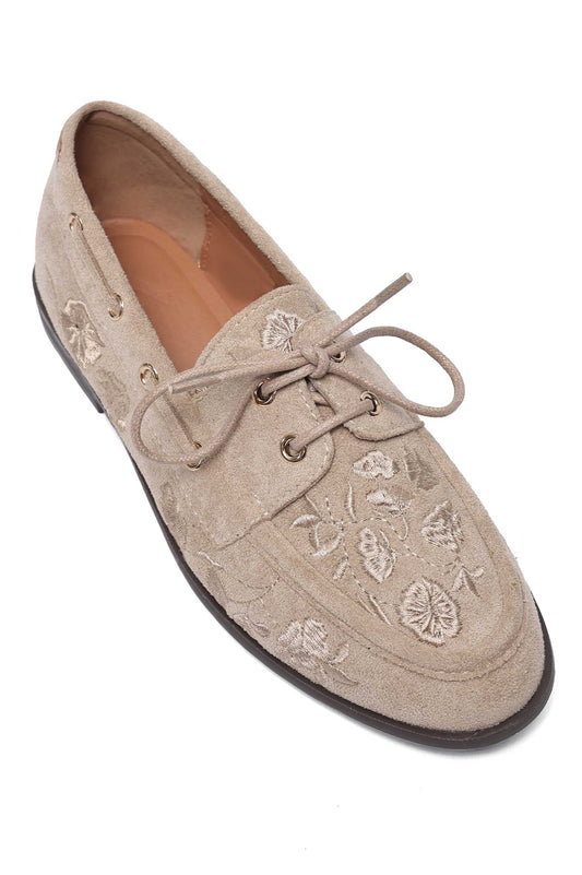 FLORÉA EMBROIDERED LOAFER-BEIGE