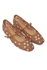 ENCHANT MESH BLOOMS FLAT-CAMEL