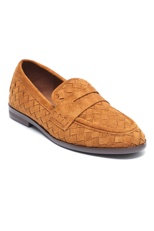 TUSCANY WOVEN PENNY LOAFER-CAMEL