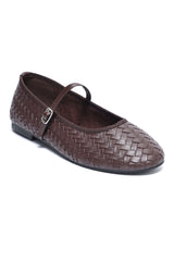 PROVENCE WOVEN MARY JANE FLAT-BROWN