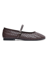 PROVENCE WOVEN MARY JANE FLAT-BROWN
