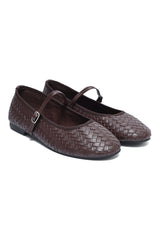PROVENCE WOVEN MARY JANE FLAT-BROWN