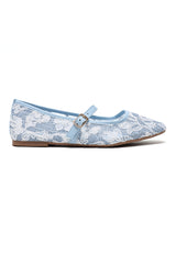 ROMANTIC FLORAL MESH FLATS-BLUE
