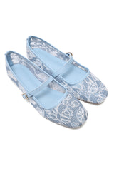 ROMANTIC FLORAL MESH FLATS-BLUE