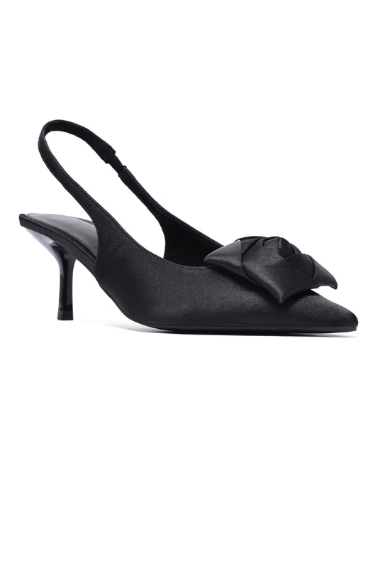 VALENTINA BOW SLINGBACK HEELS-BLACK