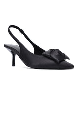 VALENTINA BOW SLINGBACK HEELS-BLACK