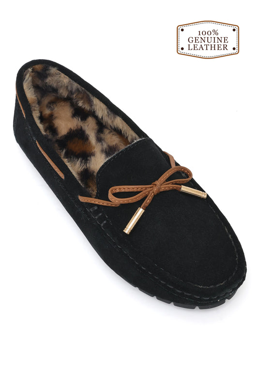 LUXEBOW PLUSH LINER MOCCASIN-BLACK