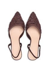 EMBROIDERED ELEGANCE SLINGBACK-COFFEE