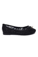 ORNATE BOW BALLET SHOE-BLACK