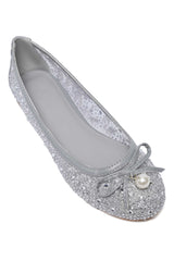ORNATE BOW BALLET SHOE-GREY