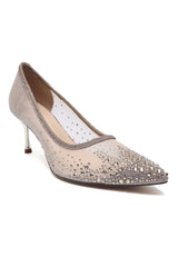 OPALINE EMBELLISHED POINT TOE HEEL-GOLD
