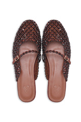SPARKLE JEWEL MULE FLAT-BROWN