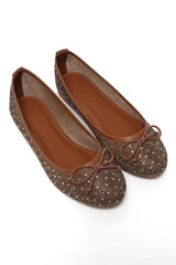 ELARA SPARKLE BALLET FLAT-TAN