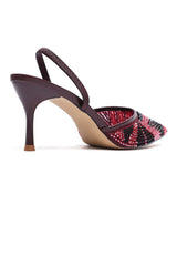 CRYSTAL BEADED SLINGBACKS - MAROON