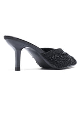 LUXE EMBELLISHED MULES - BLACK