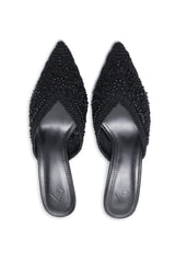 LUXE EMBELLISHED MULES - BLACK
