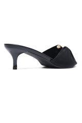 DRAPED OPEN-TOE MULES - BLACK