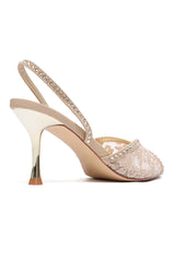 Nude Lace Heels - BEIGE
