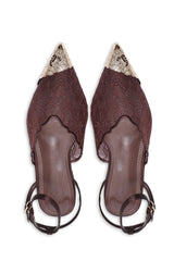 LACE POINTED FLATS - BROWN
