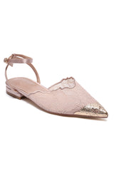 LACE POINTED FLATS - NUDE