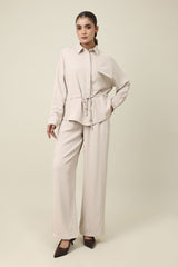 EVERLINE TIED CO-ORD SET-BEIGE