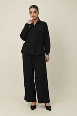 EVERLINE TIED CO-ORD SET-BLACK