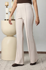 SEAM FLARED TROUSER-BEIGE