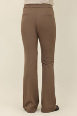 SEAM FLARED TROUSER-BROWN