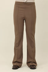 SEAM FLARED TROUSER-BROWN