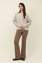 SEAM FLARED TROUSER-BROWN