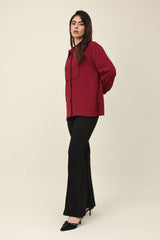 CLASSIC BUTTON POISE SHIRT-BURGUNDY