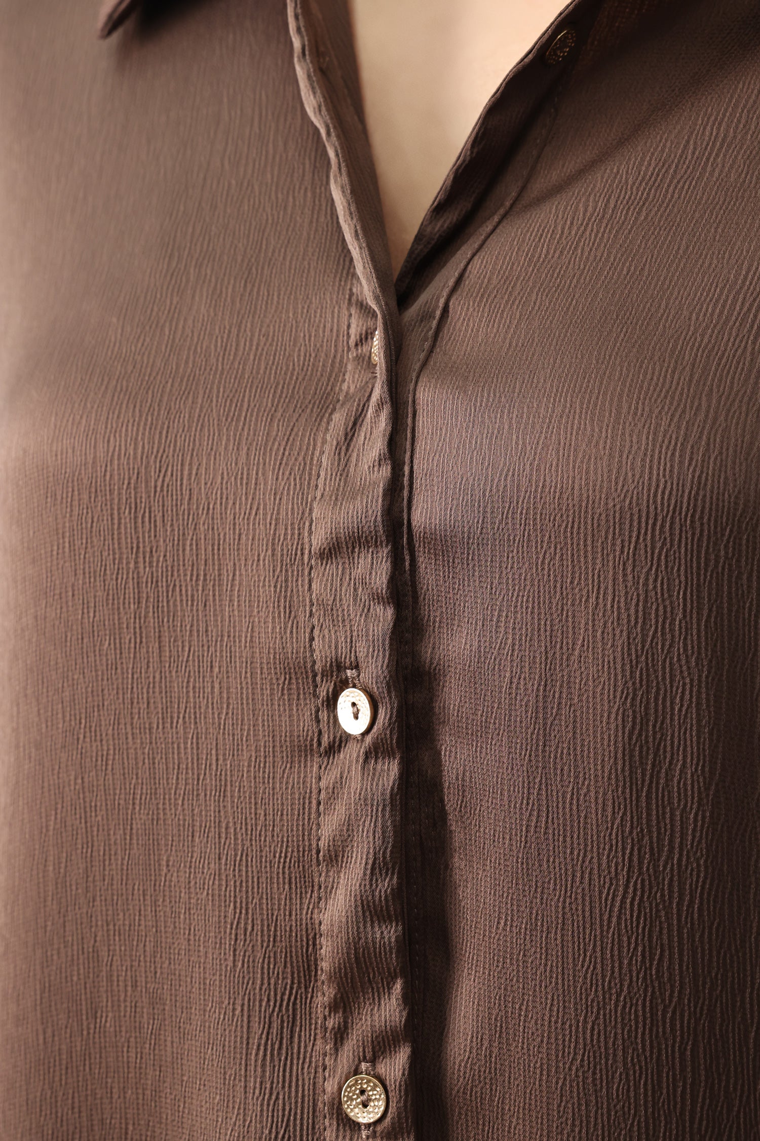 SILKEN CRINKLE SATIN CO-ORD SET-CHOCO