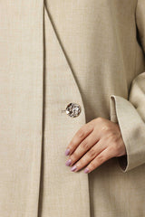 SCARF-NECK SHORT COAT-BEIGE