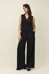 SLEEK STRIPES WAISTCOAT-BLACK