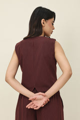 SLEEK STRIPES WAISTCOAT-WINE
