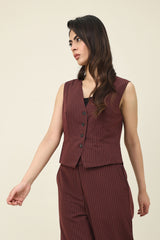 SLEEK STRIPES WAISTCOAT-WINE