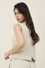 SLEEK STRIPES WAISTCOAT-BEIGE