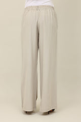 STRIPED WIDE-LEG PANTS-BEIGE