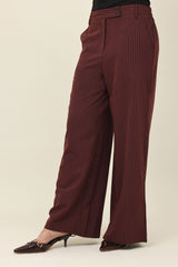 STRIPED WIDE-LEG PANTS-COFFEE