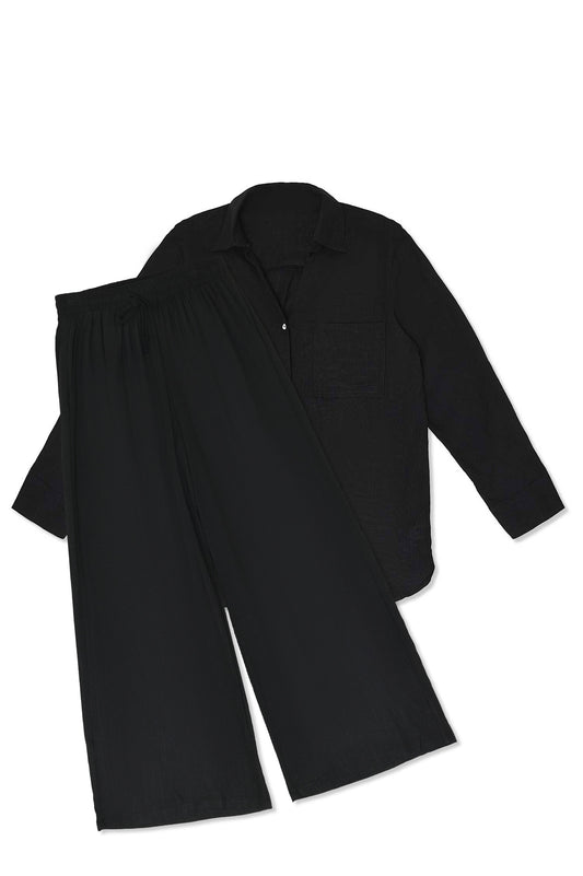 PALM HAZE LOUNGE SET-BLACK