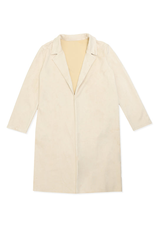 SUEDE TRACE LONG COAT-BEIGE
