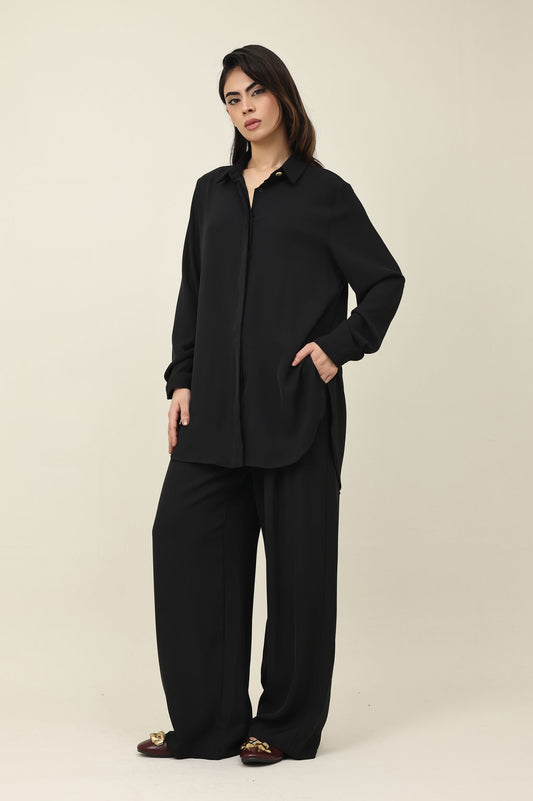 EASELINE FLUID CO-ORD SET-BLACK