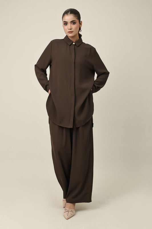 EASELINE FLUID CO-ORD SET-COFFEE