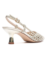 WOVEN LATTICE SLINGBACK HEEL-LT-GOLD